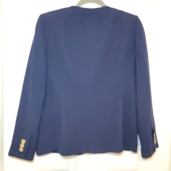 Kasper Blazer Jacket Button Womens Size 6P Lined Suit coat Stretch Navy - Picture 5 of 7